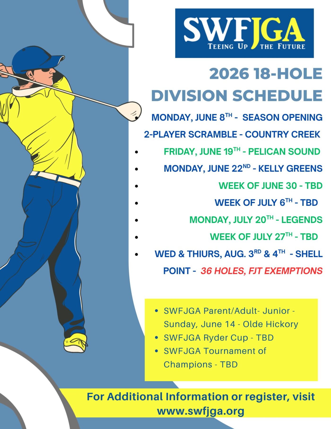 2026 18 Hole Schedule